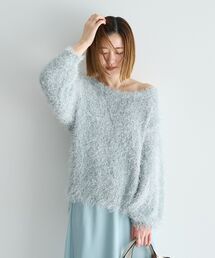 ラメ混シャギーニット