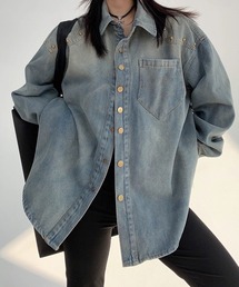 meJane | スタッズディテール ウォッシュデニムシャツ(シャツ/ブラウス)