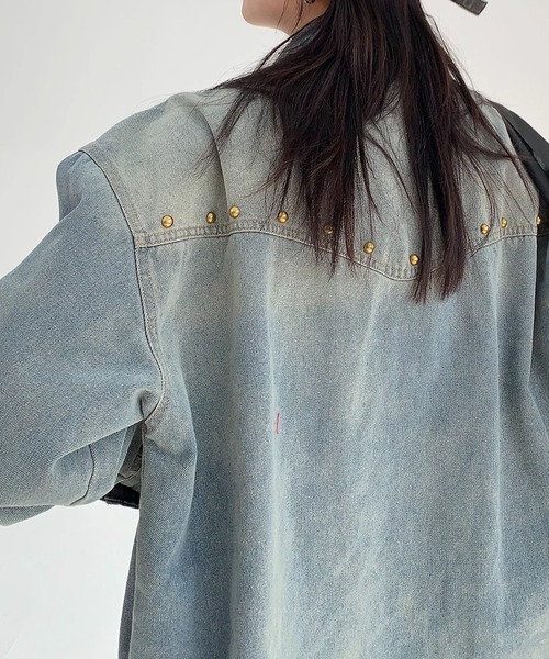 meJane（ミージェーン）の「スタッズディテール ウォッシュデニムシャツ（シャツ/ブラウス・レディース・ブルー・L/M）」の7枚目の写真
