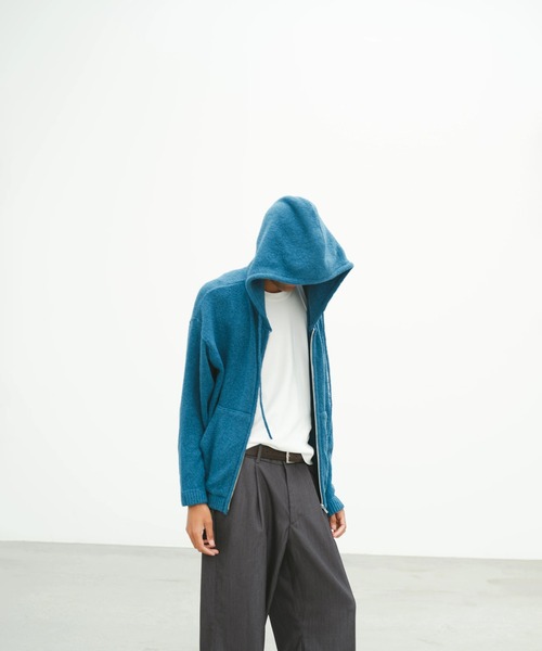 SimplyComplicated(シンプリーコンプリケイテッド)の「WOOL TERRY KNIT ZIP HOODIE(パーカー・メンズ・ブルー・2/1)」の3枚目の写真