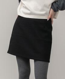 HEILIS（ヘイリス）の「フェイクウールミニスカート / ブラックブ ラウン 台形 スカート ミニ丈 ボトムス デート クリスマス 女子会 忘年会 黒 茶色 ガーリー カジュアル トレンド ウール 保温 秋服 冬服 ウエストゴム フリーサイズ ファスナー（スカート）」