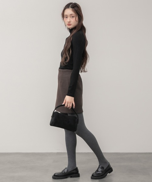 HEILIS(ヘイリス)の「フェイクウールミニスカート / ブラックブ ラウン 台形 スカート ミニ丈 ボトムス デート クリスマス 女子会 忘年会 黒 茶色 ガーリー カジュアル トレンド ウール 保温 秋服 冬服 ウエストゴム フリーサイズ ファスナー(スカート・レディース・ブラック/ブラウン・FREE)」の12枚目の写真