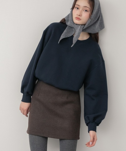 HEILIS(ヘイリス)の「フェイクウールミニスカート / ブラックブ ラウン 台形 スカート ミニ丈 ボトムス デート クリスマス 女子会 忘年会 黒 茶色 ガーリー カジュアル トレンド ウール 保温 秋服 冬服 ウエストゴム フリーサイズ ファスナー(スカート・レディース・ブラック/ブラウン・FREE)」の4枚目の写真