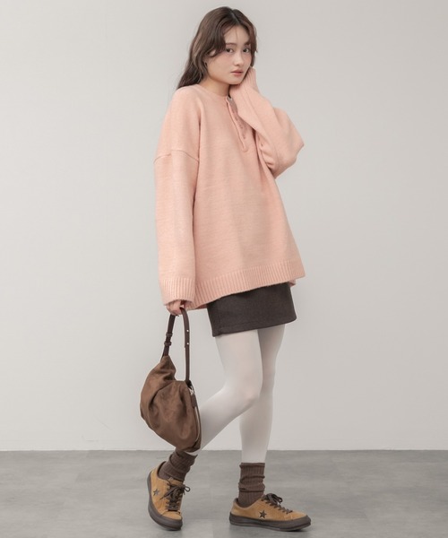 HEILIS(ヘイリス)の「フェイクウールミニスカート / ブラックブ ラウン 台形 スカート ミニ丈 ボトムス デート クリスマス 女子会 忘年会 黒 茶色 ガーリー カジュアル トレンド ウール 保温 秋服 冬服 ウエストゴム フリーサイズ ファスナー(スカート・レディース・ブラック/ブラウン・FREE)」の22枚目の写真