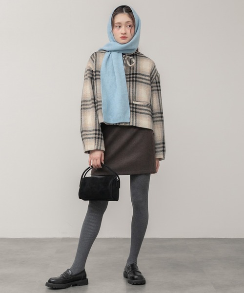 HEILIS(ヘイリス)の「フェイクウールミニスカート / ブラックブ ラウン 台形 スカート ミニ丈 ボトムス デート クリスマス 女子会 忘年会 黒 茶色 ガーリー カジュアル トレンド ウール 保温 秋服 冬服 ウエストゴム フリーサイズ ファスナー(スカート・レディース・ブラック/ブラウン・FREE)」の17枚目の写真