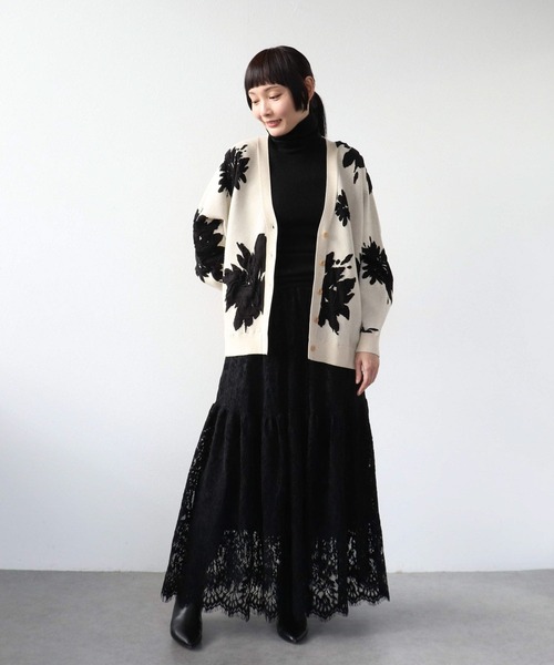 Three Four Time(スリーフォータイム)の「起毛レースギャザースカート(スカート・レディース・ブラック/ベージュ・FREE)」の16枚目の写真