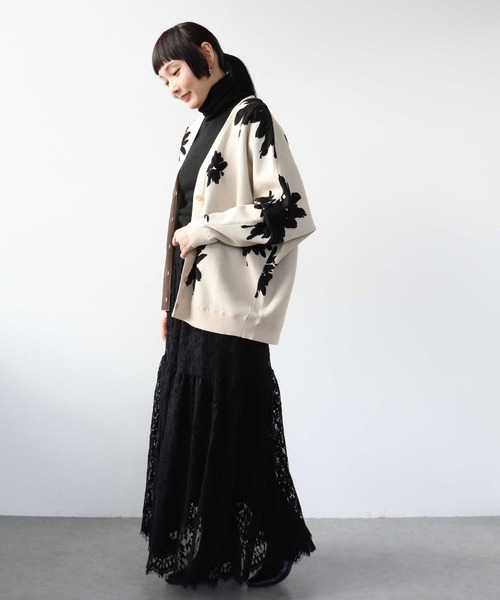 Three Four Time(スリーフォータイム)の「起毛レースギャザースカート(スカート・レディース・ブラック/ベージュ・FREE)」の17枚目の写真