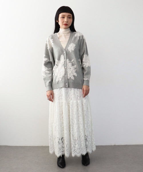 Three Four Time(スリーフォータイム)の「起毛レースギャザースカート(スカート・レディース・ブラック/ベージュ・FREE)」の19枚目の写真