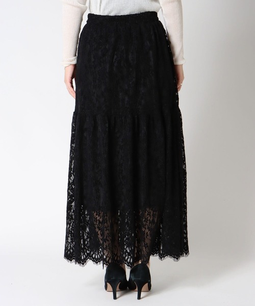 Three Four Time(スリーフォータイム)の「起毛レースギャザースカート(スカート・レディース・ブラック/ベージュ・FREE)」の5枚目の写真