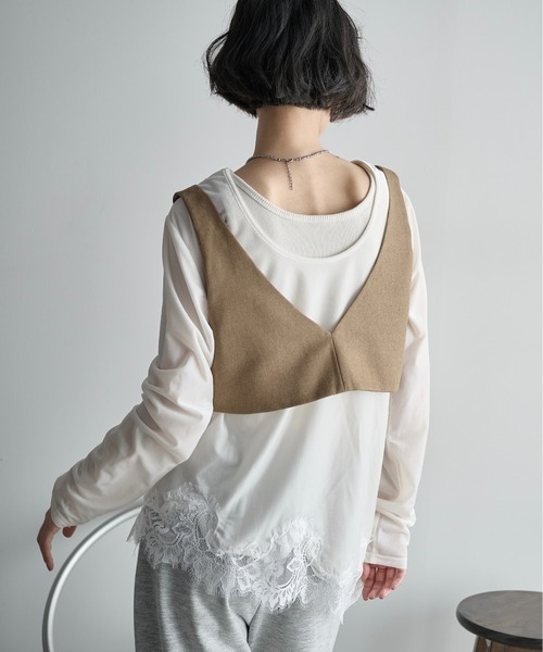 THE YOn（ザヨン）の「フラワーモチーフビジューデザインビスチェ（その他トップス・レディース・チャコールグレー/ブラウン・FREE）」の14枚目の写真