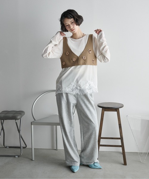 THE YOn（ザヨン）の「フラワーモチーフビジューデザインビスチェ（その他トップス・レディース・チャコールグレー/ブラウン・FREE）」の17枚目の写真