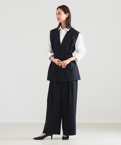 ATON(エイトン)の「【別注】ATON / ウールトロピカル ノーカラー ジレ(ベスト・レディース・ブラック/ネイビー・01/02)」の9枚目の写真