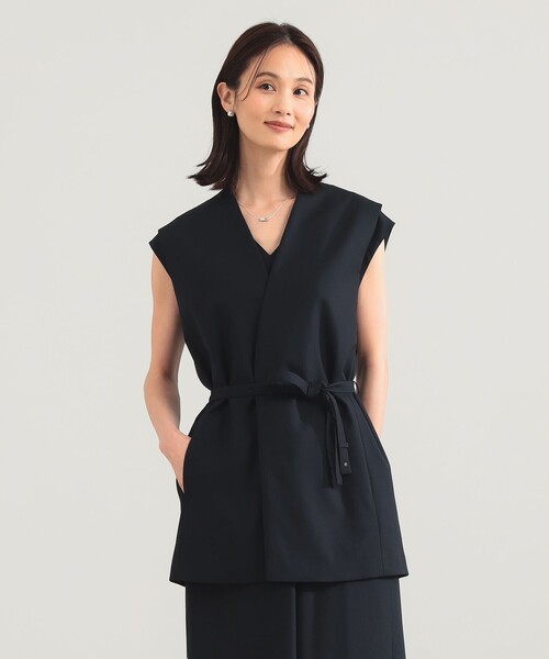 ATON(エイトン)の「【別注】ATON / ウールトロピカル ノーカラー ジレ(ベスト・レディース・ブラック/ネイビー・01/02)」の15枚目の写真