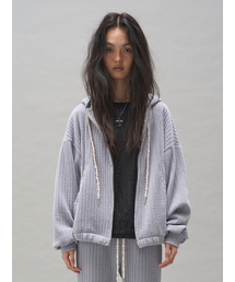 BRYNN CORDUROY HOOD ZIP-UP_GREY