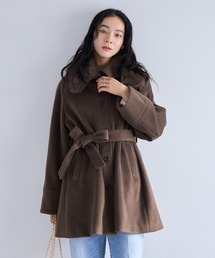 VIS | ファー付きAラインステンコート(ステンカラーコート)