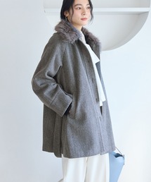VIS（ビス）の「ファー付きAラインステンコート（ステンカラーコート）」