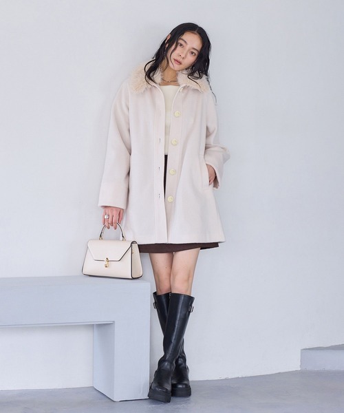 VIS（ビス）の「ファー付きAラインステンコート（ステンカラーコート・レディース・キナリ/グレー/ダークブラウン・FREE）」の10枚目の写真