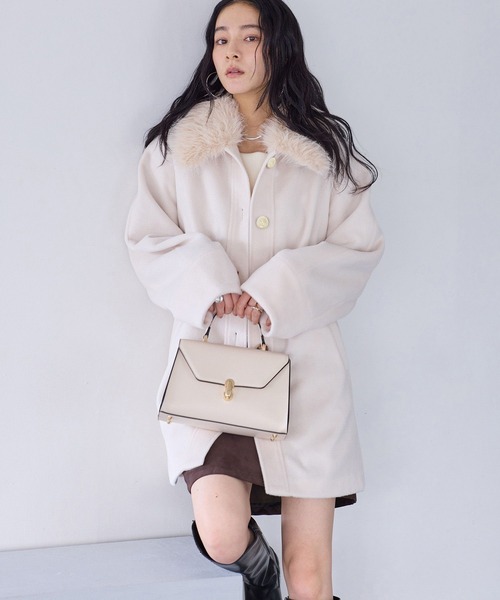 VIS（ビス）の「ファー付きAラインステンコート（ステンカラーコート・レディース・キナリ/グレー/ダークブラウン・FREE）」の7枚目の写真