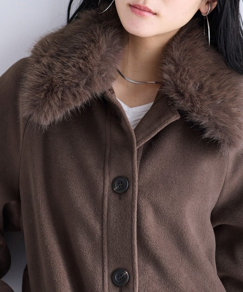 VIS（ビス）の「ファー付きAラインステンコート（ステンカラーコート・レディース・キナリ/グレー/ダークブラウン・FREE）」の12枚目の写真