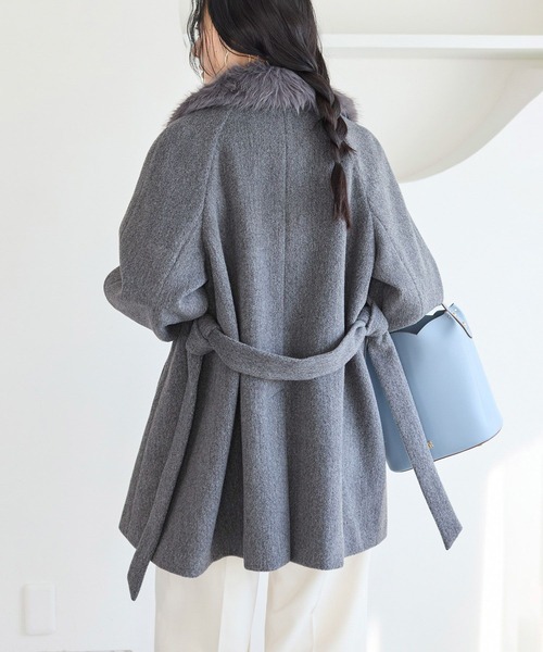 VIS（ビス）の「ファー付きAラインステンコート（ステンカラーコート・レディース・キナリ/グレー/ダークブラウン・FREE）」の20枚目の写真