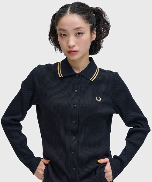 Button Through Rib Polo Shirt／ボタンスルーリブポロシャツ