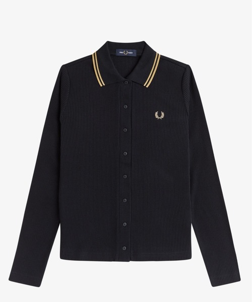 Button Through Rib Polo Shirt／ボタンスルーリブポロシャツ