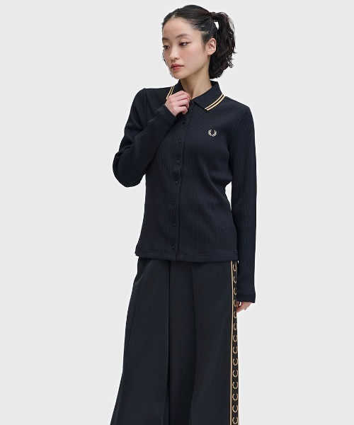 Button Through Rib Polo Shirt／ボタンスルーリブポロシャツ