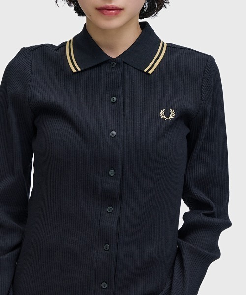 Button Through Rib Polo Shirt／ボタンスルーリブポロシャツ