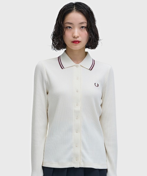 Button Through Rib Polo Shirt／ボタンスルーリブポロシャツ