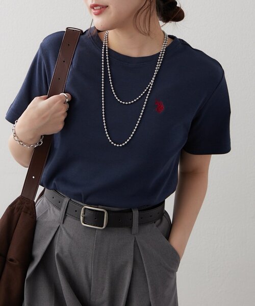 U.S. POLO ASSN.(ユーエスポロアッスン)の「【U.S. POLO ASSN. ×RMAF】スムースTシャツ(Tシャツ/カットソー・レディース・スミクロ/ネイビー/イエロー/オートミール/オフホワイト/その他12/ブラウン/ピンク/ブラック・FREE)」の6枚目の写真
