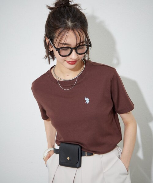 U.S. POLO ASSN.(ユーエスポロアッスン)の「【U.S. POLO ASSN. ×RMAF】スムースTシャツ(Tシャツ/カットソー・レディース・スミクロ/ネイビー/イエロー/オートミール/オフホワイト/その他12/ブラウン/ピンク/ブラック・FREE)」の5枚目の写真