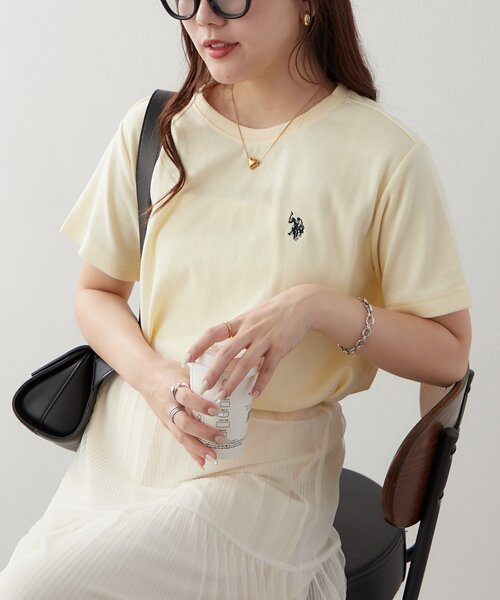 U.S. POLO ASSN.(ユーエスポロアッスン)の「【U.S. POLO ASSN. ×RMAF】スムースTシャツ(Tシャツ/カットソー・レディース・スミクロ/ネイビー/イエロー/オートミール/オフホワイト/その他12/ブラウン/ピンク/ブラック・FREE)」の7枚目の写真