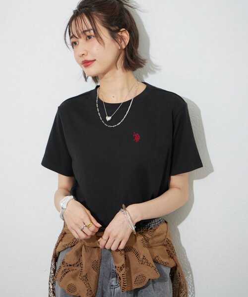 U.S. POLO ASSN.(ユーエスポロアッスン)の「【U.S. POLO ASSN. ×RMAF】スムースTシャツ(Tシャツ/カットソー・レディース・スミクロ/ネイビー/イエロー/オートミール/オフホワイト/その他12/ブラウン/ピンク/ブラック・FREE)」の3枚目の写真