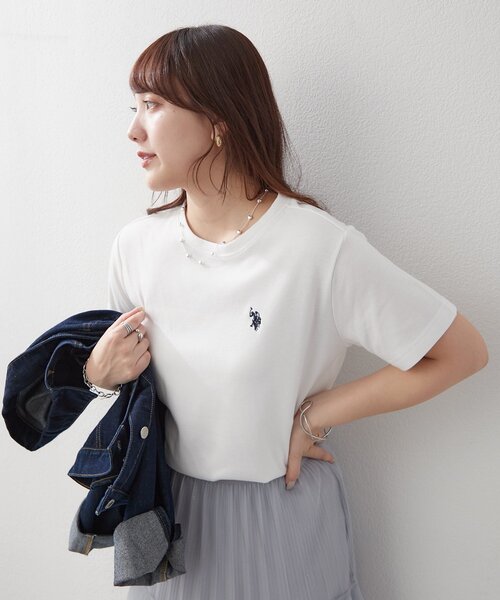 U.S. POLO ASSN.(ユーエスポロアッスン)の「【U.S. POLO ASSN. ×RMAF】スムースTシャツ(Tシャツ/カットソー・レディース・スミクロ/ネイビー/イエロー/オートミール/オフホワイト/その他12/ブラウン/ピンク/ブラック・FREE)」の11枚目の写真