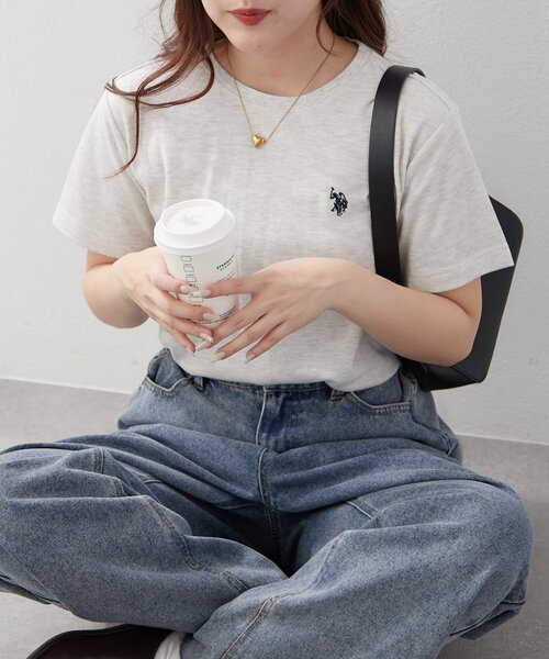 U.S. POLO ASSN.(ユーエスポロアッスン)の「【U.S. POLO ASSN. ×RMAF】スムースTシャツ(Tシャツ/カットソー・レディース・スミクロ/ネイビー/イエロー/オートミール/オフホワイト/その他12/ブラウン/ピンク/ブラック・FREE)」の16枚目の写真