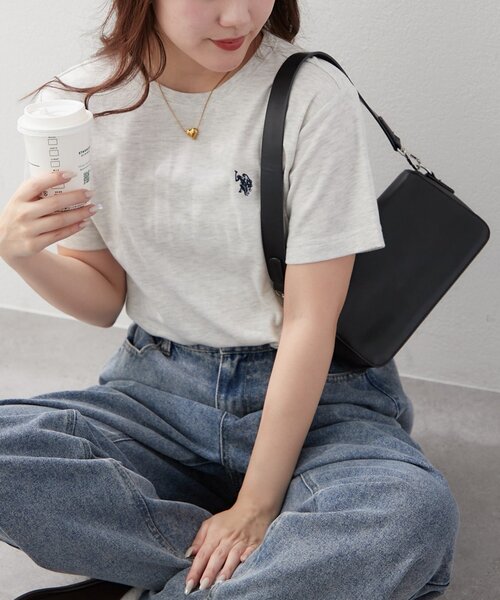 U.S. POLO ASSN.(ユーエスポロアッスン)の「【U.S. POLO ASSN. ×RMAF】スムースTシャツ(Tシャツ/カットソー・レディース・スミクロ/ネイビー/イエロー/オートミール/オフホワイト/その他12/ブラウン/ピンク/ブラック・FREE)」の10枚目の写真