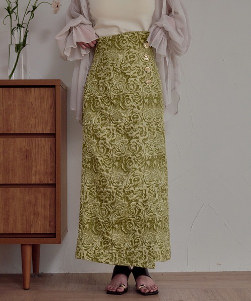 mideal（マイディール）の「jacquard skirt / ジャガードスカート（スカート・レディース・アイボリー/ブラック/グリーン・FREE）」の3枚目の写真