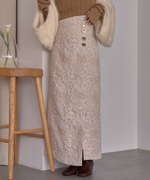 mideal（マイディール）の「jacquard skirt / ジャガードスカート（スカート・レディース・アイボリー/ブラック・FREE）」の3枚目の写真