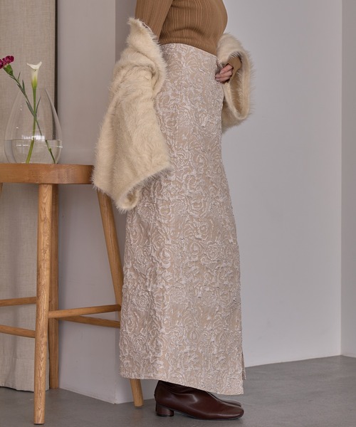 mideal（マイディール）の「jacquard skirt / ジャガードスカート（スカート・レディース・アイボリー/ブラック・FREE）」の5枚目の写真