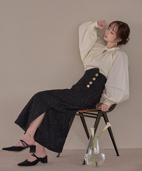 mideal（マイディール）の「jacquard skirt / ジャガードスカート（スカート・レディース・アイボリー/ブラック・FREE）」の15枚目の写真