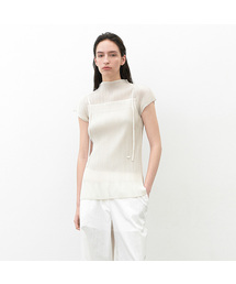 PLEATS STRING SLEEVELESS TOP(BL-4341)