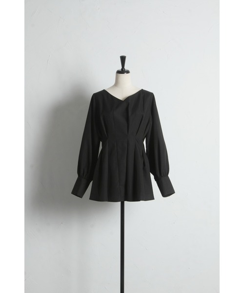 ARVELLIA(アルベリア)の「FLARE HEM PLEATED SHIRT(シャツ/ブラウス・レディース・ブラック/ホワイト・M)」の12枚目の写真