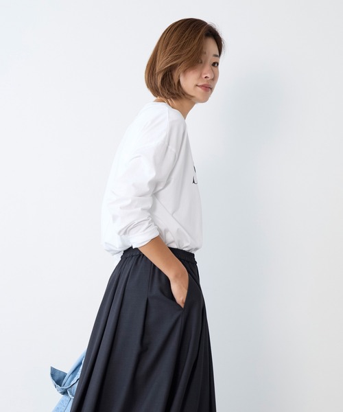 MICA&DEAL(マイカ&ディール)の「"SUNDAY Club"ロゴロングTシャツ(Tシャツ/カットソー・レディース・ネイビー/ブルーグレー/ホワイト・FREE)」の5枚目の写真