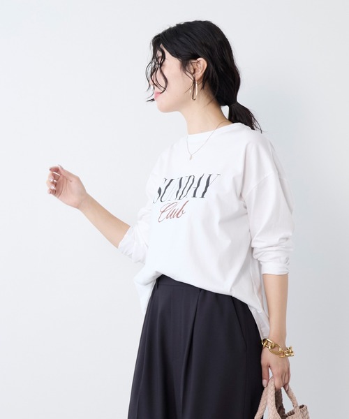 MICA&DEAL(マイカ&ディール)の「"SUNDAY Club"ロゴロングTシャツ(Tシャツ/カットソー・レディース・ネイビー/ブルーグレー/ホワイト・FREE)」の13枚目の写真