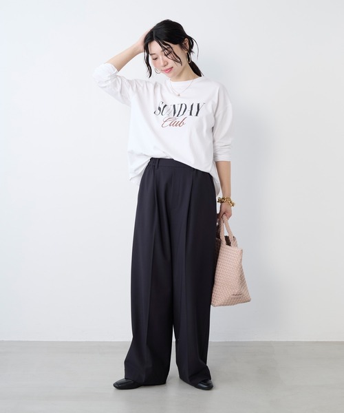 MICA&DEAL(マイカ&ディール)の「"SUNDAY Club"ロゴロングTシャツ(Tシャツ/カットソー・レディース・ネイビー/ブルーグレー/ホワイト・FREE)」の15枚目の写真