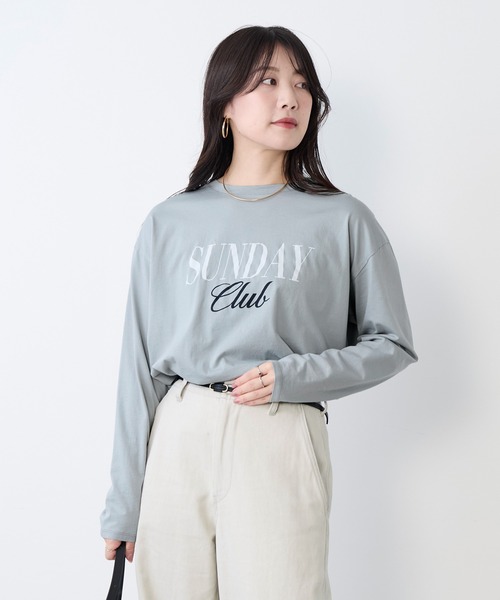 MICA&DEAL(マイカ&ディール)の「"SUNDAY Club"ロゴロングTシャツ(Tシャツ/カットソー・レディース・ネイビー/ブルーグレー/ホワイト・FREE)」の22枚目の写真