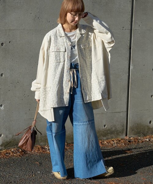 etsinta（エシンタ）の「【etsinta/エシンタ】リメイク切り替えジャケット（ミリタリージャケット・レディース・アイボリー/ベージュ・ONE SIZE）」の11枚目の写真