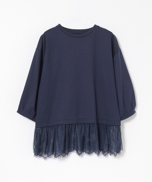 GLACIER lusso(グラシアルッソ)の「7分袖レースレイヤードトップス(Tシャツ/カットソー・レディース・ネイビー/アイボリー/ダークベージュ・S/M/LL/L)」の19枚目の写真