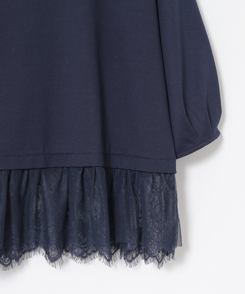 GLACIER lusso(グラシアルッソ)の「7分袖レースレイヤードトップス(Tシャツ/カットソー・レディース・ネイビー/アイボリー/ダークベージュ・S/M/LL/L)」の20枚目の写真