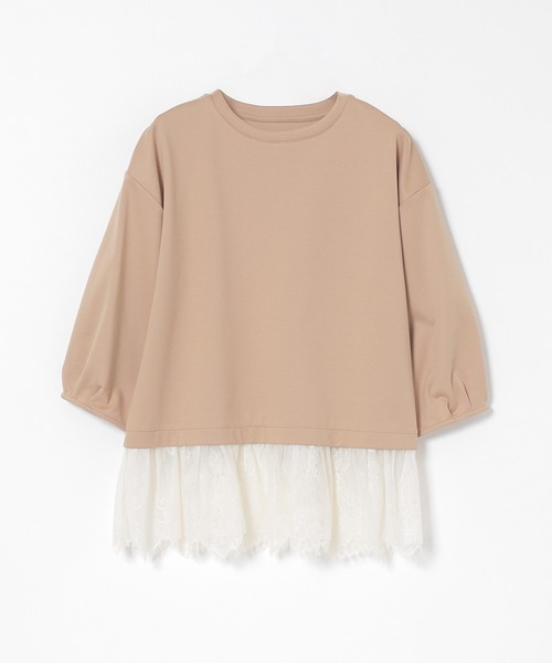 GLACIER lusso(グラシアルッソ)の「7分袖レースレイヤードトップス(Tシャツ/カットソー・レディース・ネイビー/アイボリー/ダークベージュ・S/M/LL/L)」の21枚目の写真